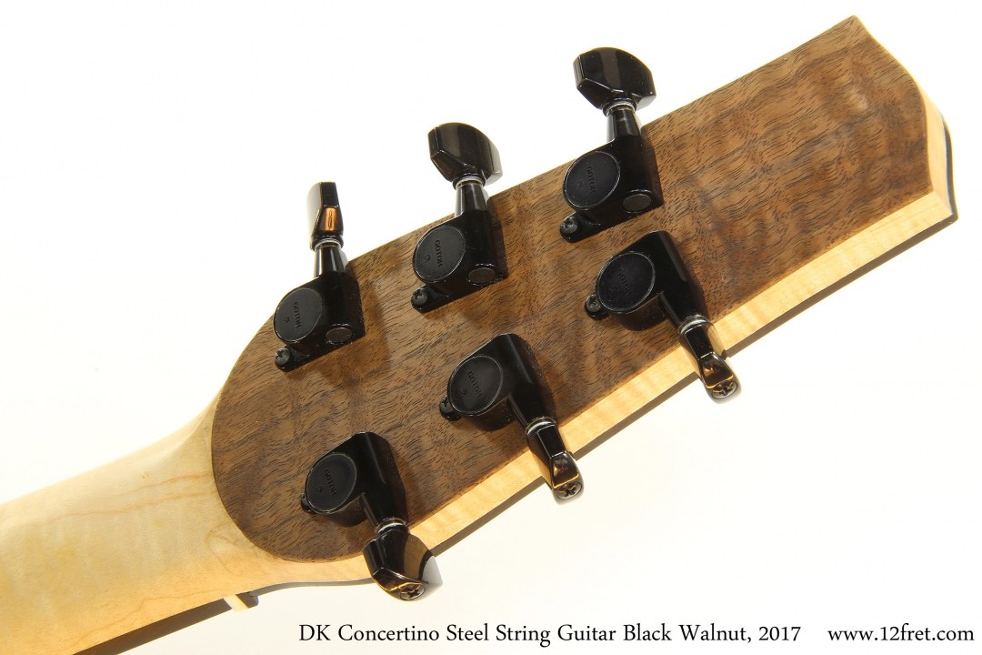 DK Concertino Steel String Guitar Black Walnut, 2017  Head Rear View