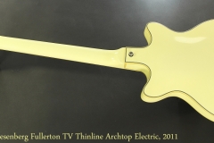 Duesenberg Fullerton TV Thinline Archtop Electric, 2011 Full Rear View