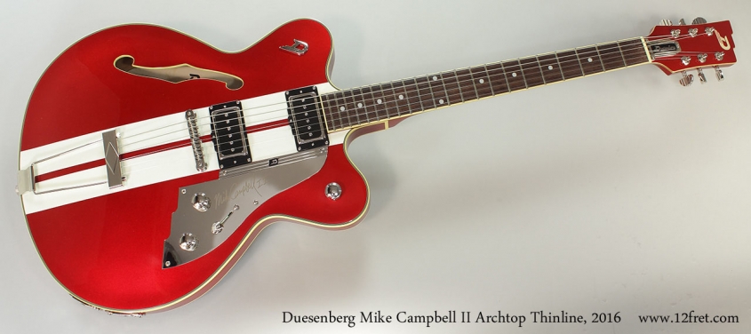 Duesenberg Mike Campbell II Archtop Thinline, 2016 Full Front View