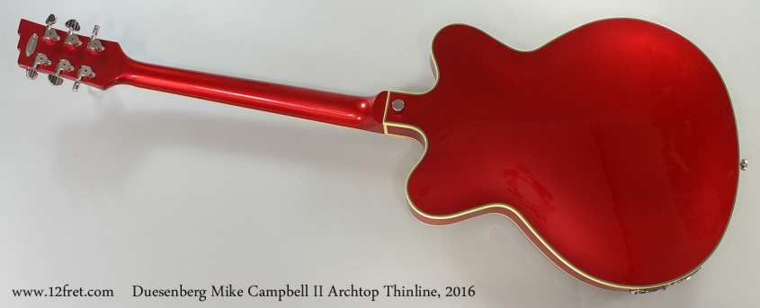 Duesenberg Mike Campbell II Archtop Thinline, 2016 Full Rear View
