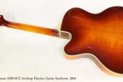 Eastman AR810CE Archtop Electric Guitar Sunburst, 2004   Full  Rear View