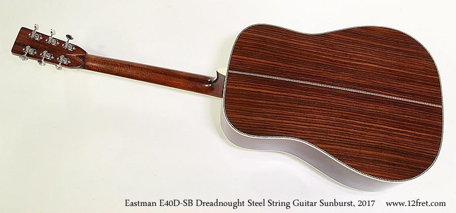 Eastman E40D-SB Dreadnought Steel String Guitar Sunburst, 2017 Full Rear View