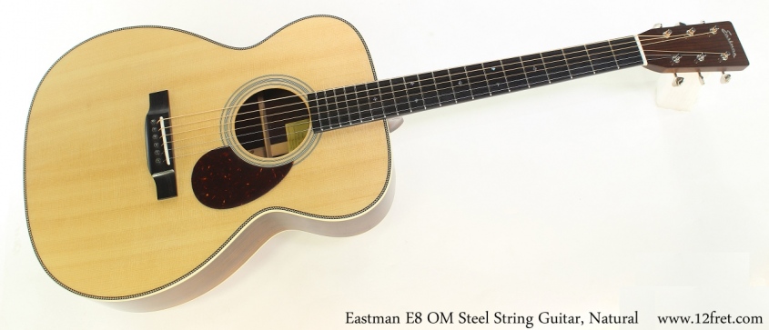 Eastman E8 OM Steel String Guitar, Natural Full Front View