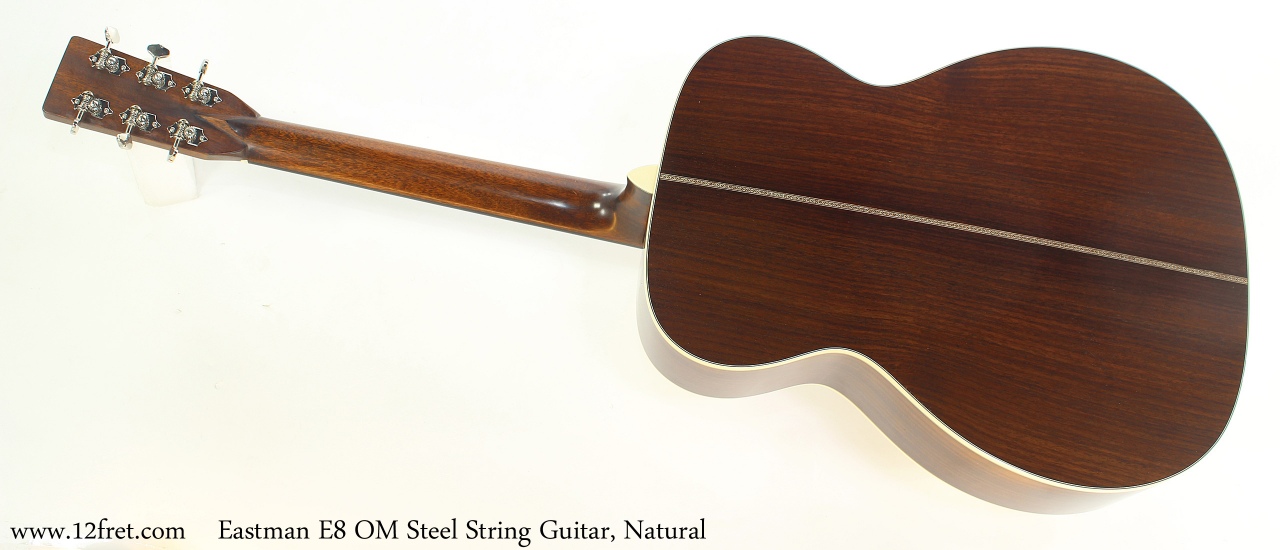 Eastman E8 OM Steel String Guitar, Natural Full Rear View