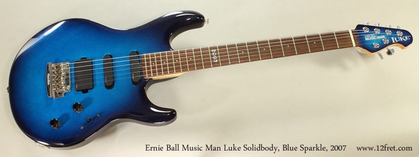Ernie Ball Music Man Luke Solidbody, Blue Sparkle, 2007 Full Front VIew