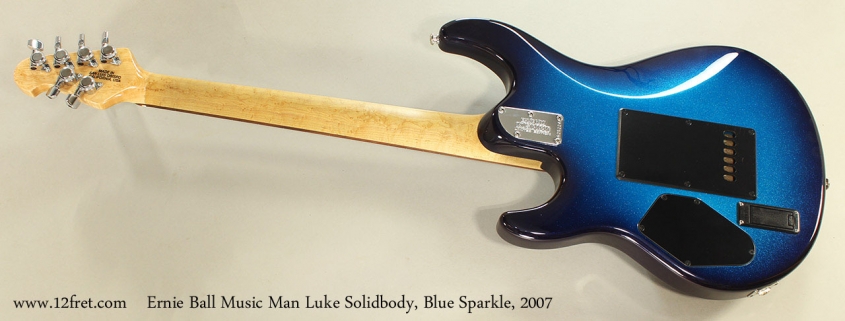 Ernie Ball Music Man Luke Solidbody, Blue Sparkle, 2007 Full Rear View