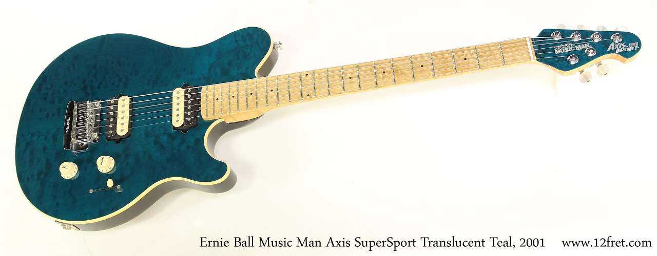 Ernie Ball Music Man Axis SuperSport Translucent Teal, 2001   Full Front View