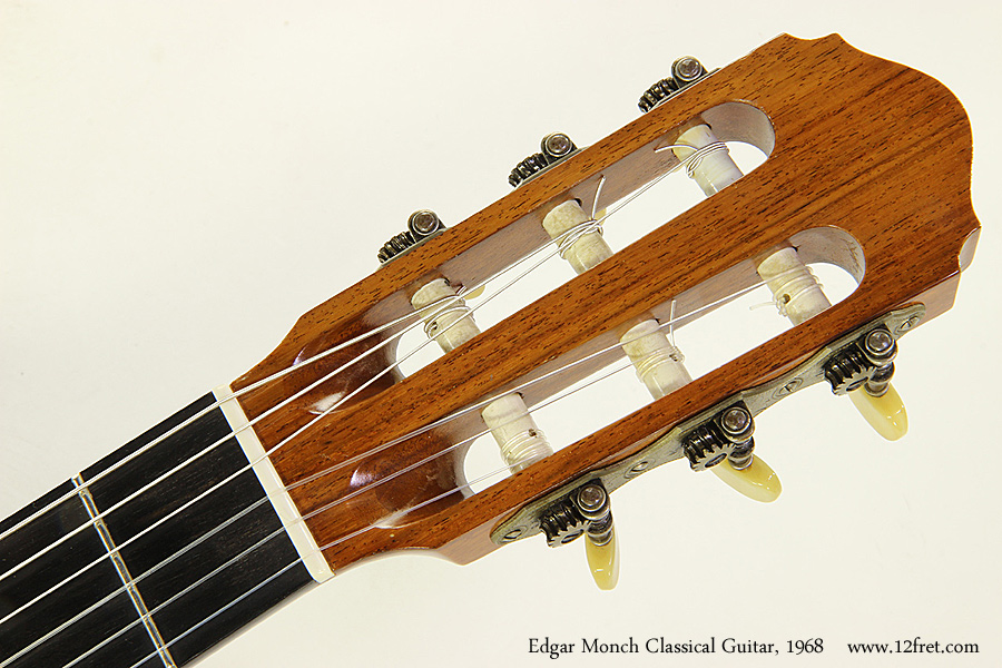 Edgar Monch Classical Guitar, 1968 Head Front View