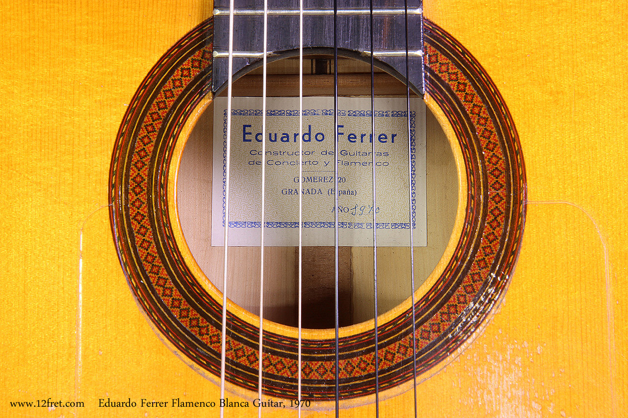 Eduardo Ferrer Flamenco Blanca Guitar, 1970 Label View