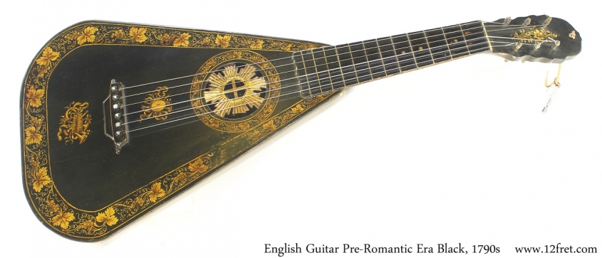 English Guitar Pre-Romantic Era Black, 1790s Full Front View