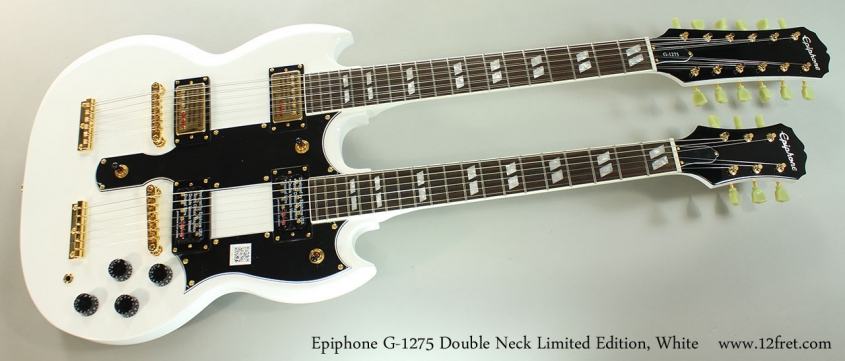Epiphone G-1275 Double Neck Limited Edition, White Full Front View