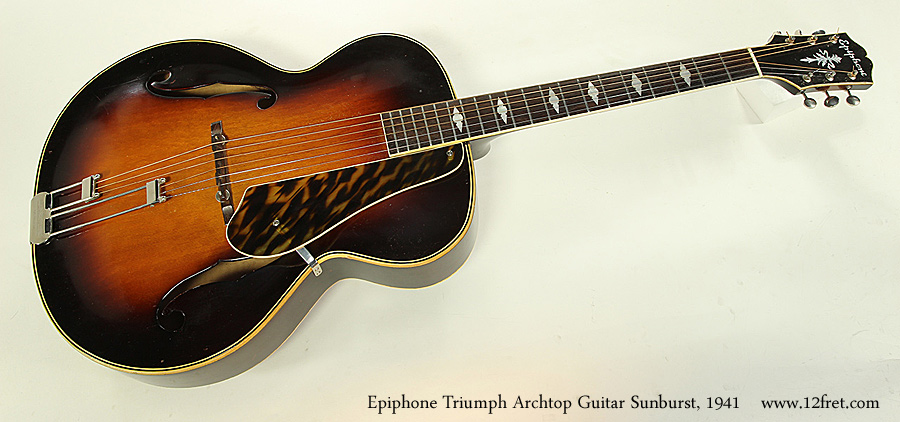 Epiphone Triumph Archtop Guitar Sunburst, 1941 Full Front View