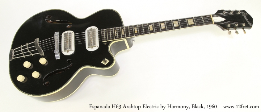 Espanada H63 Archtop Electric by Harmony, Black, 1960   Full Front View