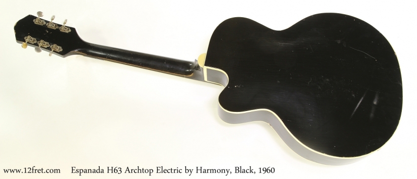 Espanada H63 Archtop Electric by Harmony, Black, 1960   Full Rear View