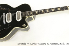 Espanada H63 Archtop Electric by Harmony, Black, 1960   Full Front View