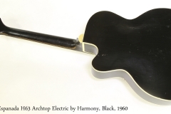 Espanada H63 Archtop Electric by Harmony, Black, 1960   Full Rear View