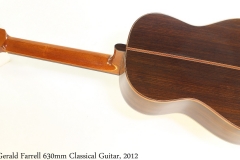 Gerald Farrell 630mm Classical Guitar, 2012 Full Rear View