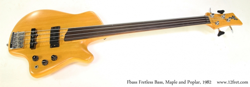 Fbass Fretless Bass, Maple and Poplar, 1982    Full Front View