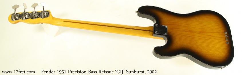 Fender 1951 Precision Bass Reissue 'CIJ' Sunburst, 2002 Full Rear View