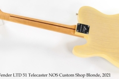 Fender LTD 51 Telecaster NOS Custom Shop Blonde, 2021 Full Rear View