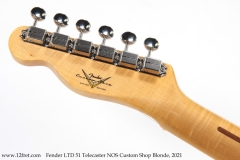 Fender LTD 51 Telecaster NOS Custom Shop Blonde, 2021 Head Rear View