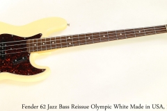 Fender 62 Jazz Bass Reissue Olympic White Made in USA, 1994 Full Front View