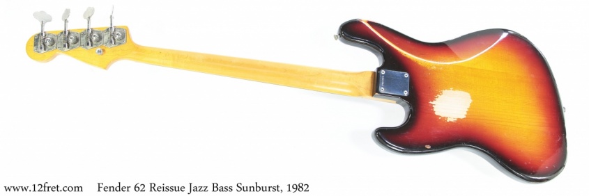 Fender 62 Reissue Jazz Bass Sunburst, 1982 Full Rear View