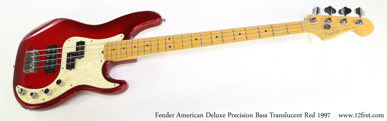 Fender American Deluxe Precision Bass Translucent Red 1997  Full Front View