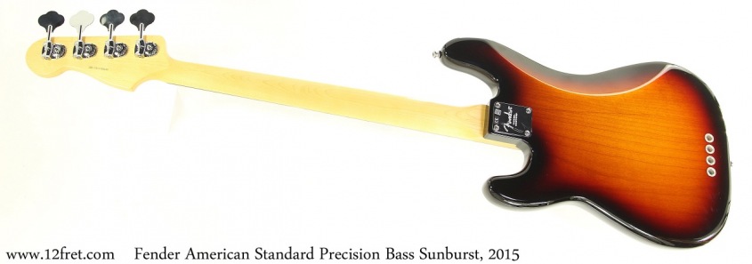 Fender American Standard Precision Bass Sunburst, 2015 Full Rear View