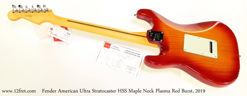 Fender American Ultra Stratocaster HSS Maple Neck Plasma Red Burst, 2019 Full Rear View