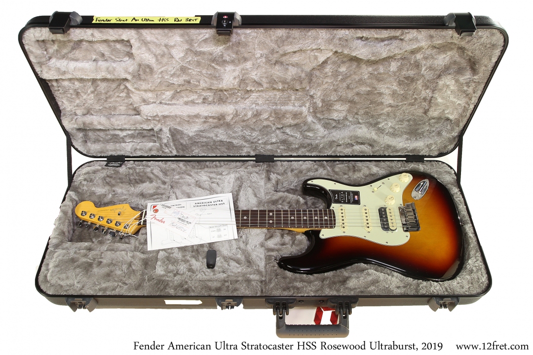 Fender American Ultra Stratocaster HSS Rosewood Ultraburst, 2019 Case Open View