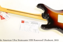 Fender American Ultra Stratocaster HSS Rosewood Ultraburst, 2019 Full Rear View
