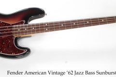 Fender American Vintage '62 Jazz Bass Sunburst, 2006 Full Front View