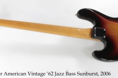 Fender American Vintage '62 Jazz Bass Sunburst, 2006 Full Rear View
