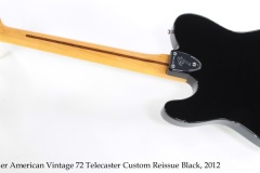 Fender 72 Telecaster Custom American Vintage Reissue Black, 2012 Full Rear View
