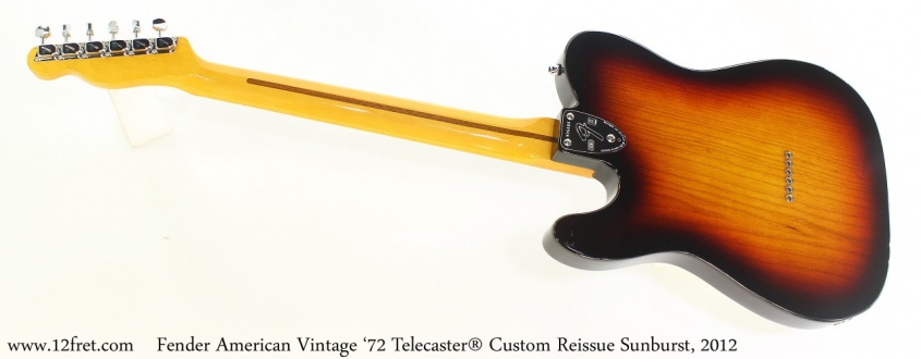 Fender American Vintage '72 Telecaster® Custom Reissue Sunburst, 2012 Full Rear View