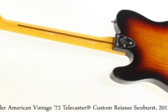 Fender American Vintage '72 Telecaster® Custom Reissue Sunburst, 2012 Full Rear View