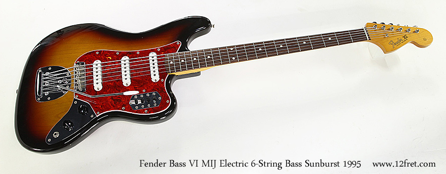 Fender Bass VI MIJ Electric 6-String Bass Sunburst 1995 Full Front View