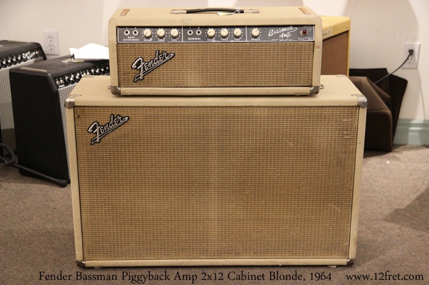 Fender Bassman Piggyback Amp 2x12 Cabinet Blonde, 1964 Full Front View