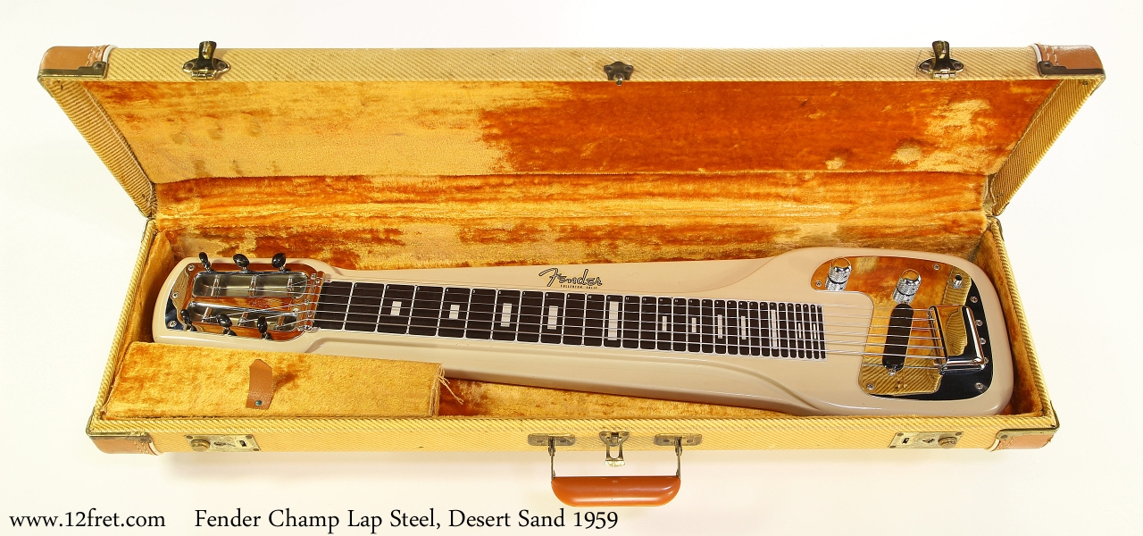 Fender Champ Lap Steel, Desert Sand 1959 Case Open View