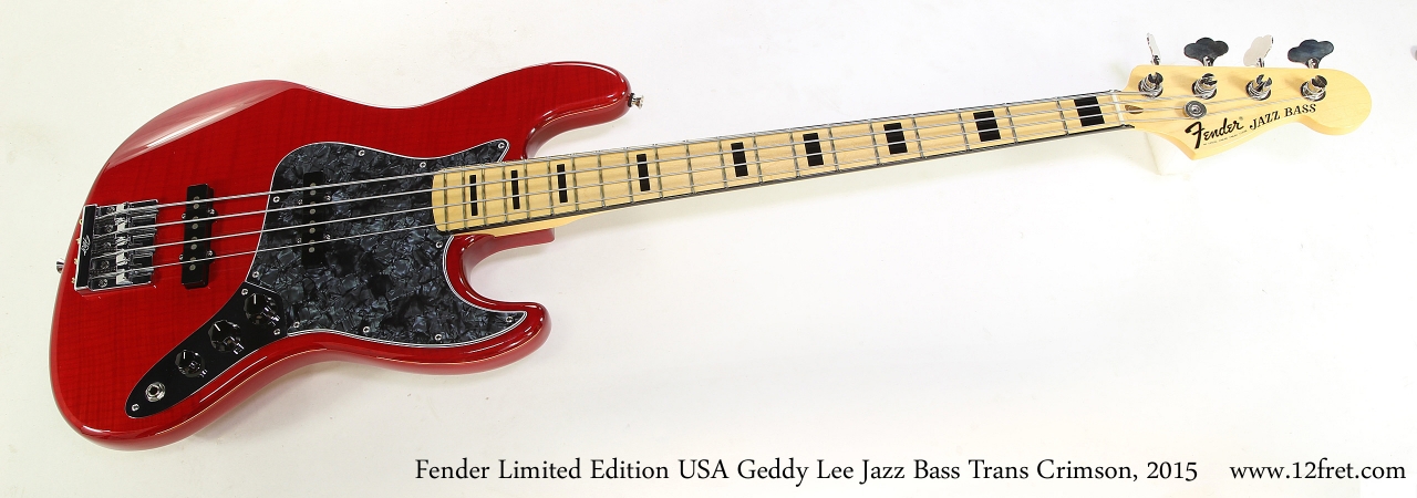 Fender Limited Edition USA Geddy Lee Jazz Bass Trans Crimson, 2015 Full Front View