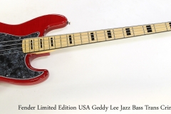 Fender Limited Edition USA Geddy Lee Jazz Bass Trans Crimson, 2015 Full Front View