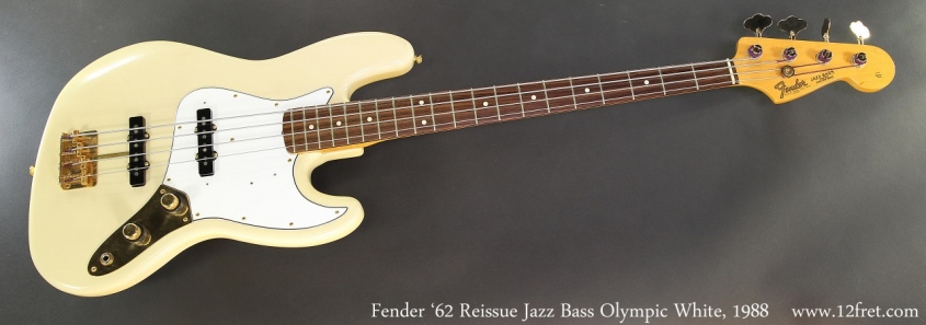 Fender '62 Reissue Jazz Bass Olympic White, 1988 Full Front View