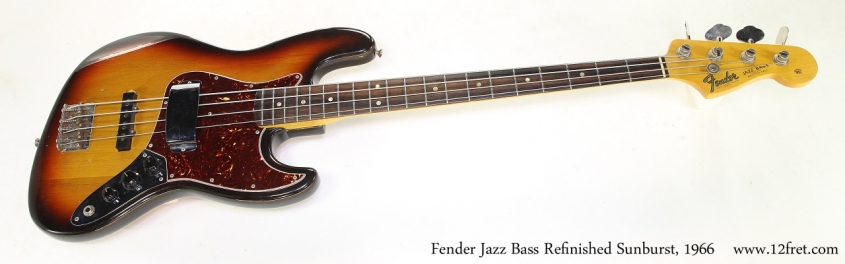 Fender Jazz Bass Refinished Sunburst, 1966   Full Front View