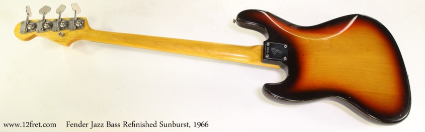 Fender Jazz Bass Refinished Sunburst, 1966   Full Rear View