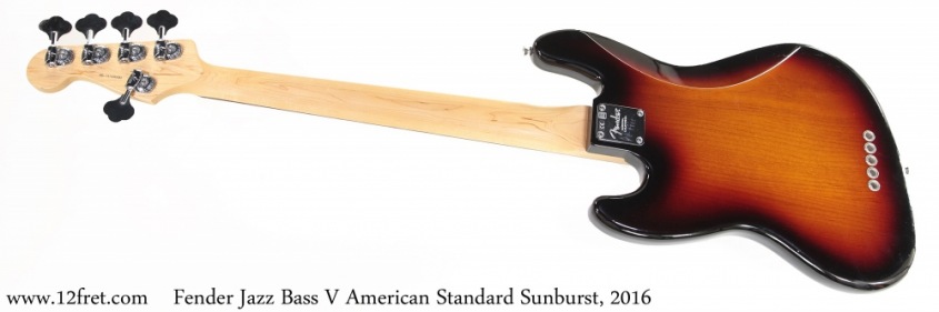 Fender Jazz Bass V American Standard Sunburst, 2016 Full Rear View