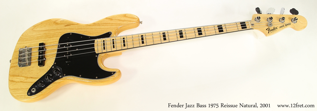 Fender Jazz Bass 1975 Reissue Natural, 2001  Full Front View