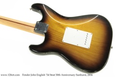 Fender John English '54 Strat 50th Anniversary Sunburst, 2004 Full Back View