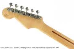 Fender John English '54 Strat 50th Anniversary Sunburst, 2004 Head Rear View