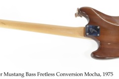 Fender Mustang Bass Fretless Conversion Mocha, 1975 Full Rear View